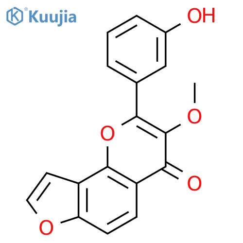 4H-Furo[2,3-h]-1-benzopyran-4-one, 2-(3-hydroxyphenyl)-3-methoxy- structure