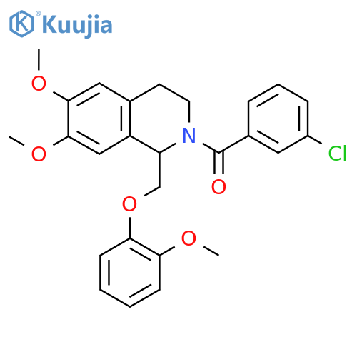 2-(3-chlorobenzoyl)-6,7-dimethoxy-1-(2-methoxyphenoxy)methyl-1,2,3,4-tetrahydroisoquinoline structure