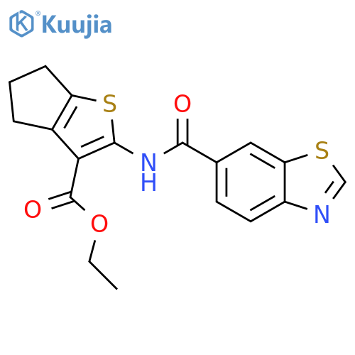 ethyl 2-(1,3-benzothiazole-6-amido)-4H,5H,6H-cyclopentabthiophene-3-carboxylate structure
