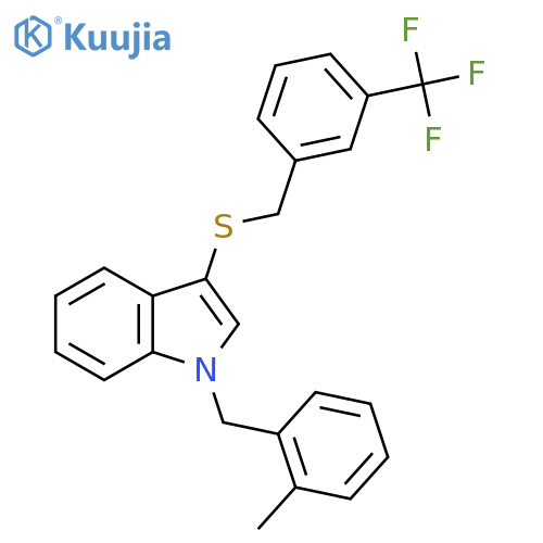 1-(2-methylphenyl)methyl-3-({3-(trifluoromethyl)phenylmethyl}sulfanyl)-1H-indole structure