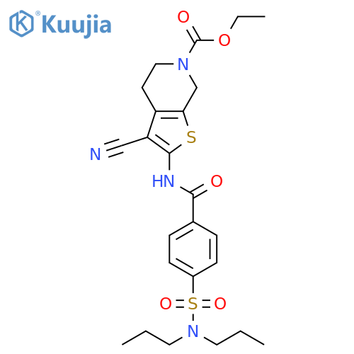 ethyl 3-cyano-2-4-(dipropylsulfamoyl)benzamido-4H,5H,6H,7H-thieno2,3-cpyridine-6-carboxylate structure