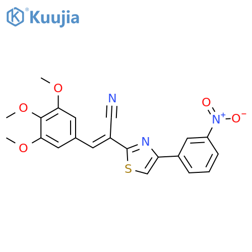 (2E)-2-4-(3-nitrophenyl)-1,3-thiazol-2-yl-3-(3,4,5-trimethoxyphenyl)prop-2-enenitrile structure