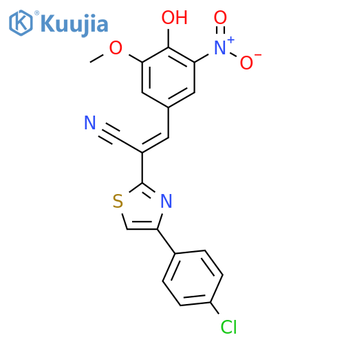 (2E)-2-4-(4-chlorophenyl)-1,3-thiazol-2-yl-3-(4-hydroxy-3-methoxy-5-nitrophenyl)prop-2-enenitrile structure