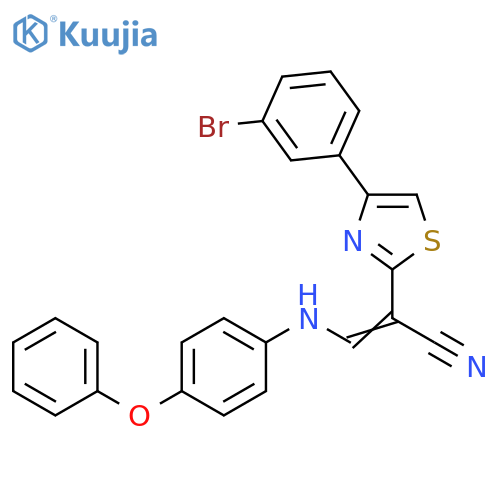 (2E)-2-4-(3-bromophenyl)-1,3-thiazol-2-yl-3-(4-phenoxyphenyl)aminoprop-2-enenitrile structure