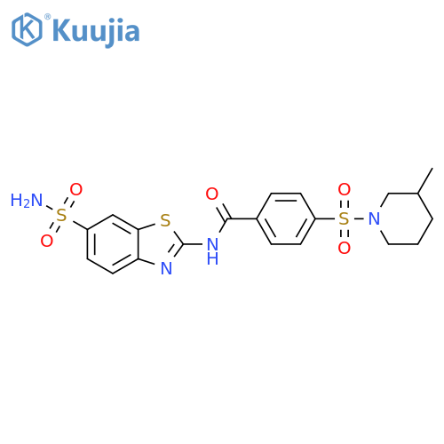 4-(3-methylpiperidin-1-yl)sulfonyl-N-(6-sulfamoyl-1,3-benzothiazol-2-yl)benzamide structure