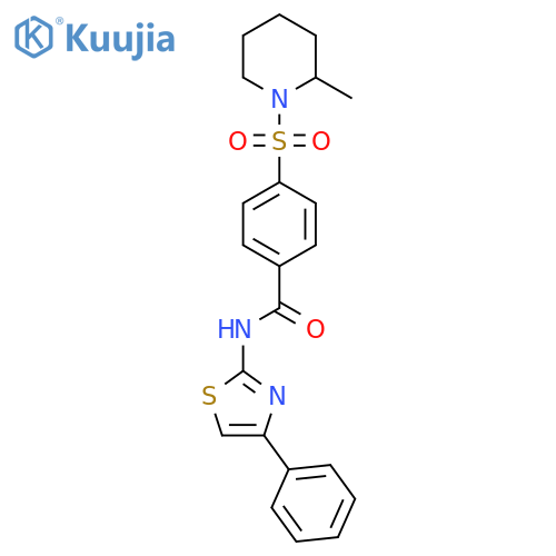 4-[(2-methylpiperidin-1-yl)sulfonyl]-N-(4-phenyl-1,3-thiazol-2-yl)benzamide structure