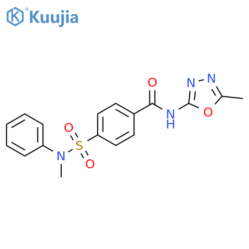 4-[methyl(phenyl)sulfamoyl]-N-(5-methyl-1,3,4-oxadiazol-2-yl)benzamide structure