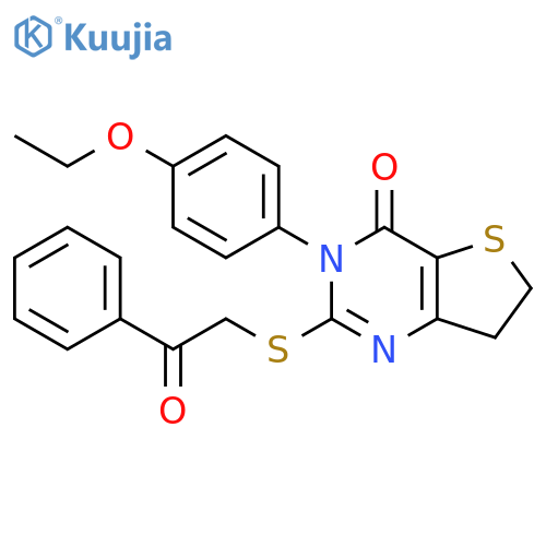 3-(4-ethoxyphenyl)-2-(2-oxo-2-phenylethyl)sulfanyl-3H,4H,6H,7H-thieno3,2-dpyrimidin-4-one structure