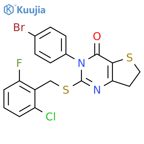 3-(4-bromophenyl)-2-{(2-chloro-6-fluorophenyl)methylsulfanyl}-3H,4H,6H,7H-thieno3,2-dpyrimidin-4-one structure
