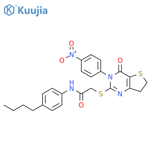 N-(4-butylphenyl)-2-{3-(4-nitrophenyl)-4-oxo-3H,4H,6H,7H-thieno3,2-dpyrimidin-2-ylsulfanyl}acetamide structure