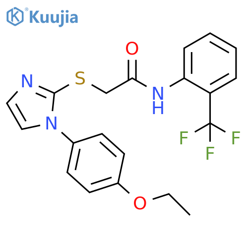 2-{1-(4-ethoxyphenyl)-1H-imidazol-2-ylsulfanyl}-N-2-(trifluoromethyl)phenylacetamide structure
