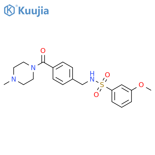 3-methoxy-N-{4-(4-methylpiperazine-1-carbonyl)phenylmethyl}benzene-1-sulfonamide structure