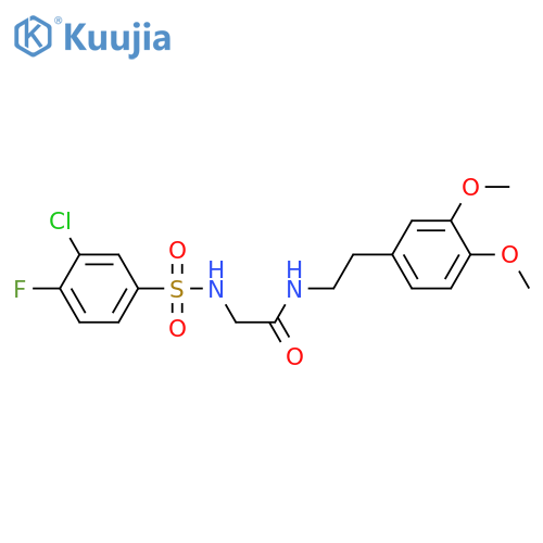 2-(3-chloro-4-fluorobenzenesulfonamido)-N-2-(3,4-dimethoxyphenyl)ethylacetamide structure