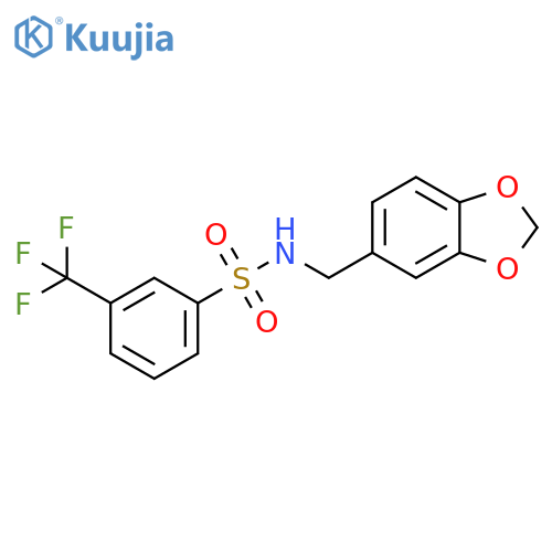N-(2H-1,3-benzodioxol-5-yl)methyl-3-(trifluoromethyl)benzene-1-sulfonamide structure