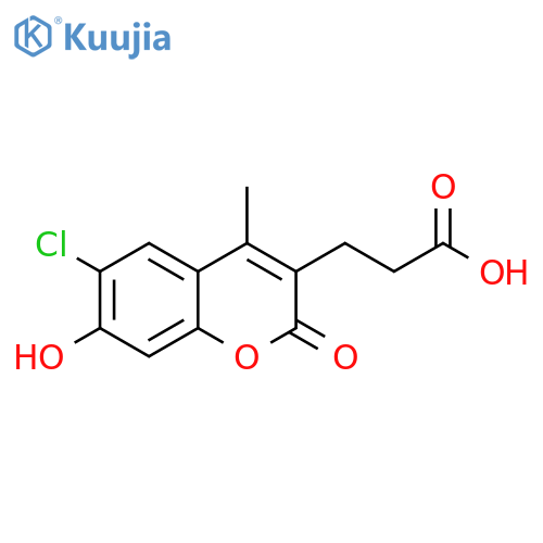 3-(6-chloro-7-hydroxy-4-methyl-2-oxochromen-3-yl)propanoic acid structure