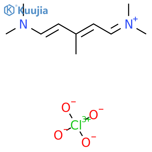 (2E,4E)-5-(dimethylamino)-3-methylpenta-2,4-dien-1-ylidenedimethylazanium perchlorate structure