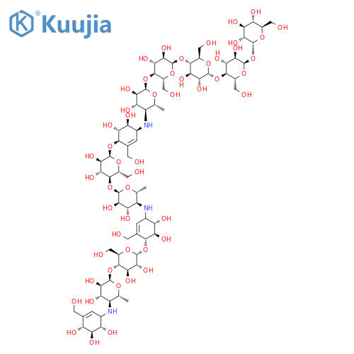 alpha-D-glucopyranosyl 4,6-dideoxy-4-{[(1S,4R,5R,6S)-4-{[4-O-(4,6-dideoxy-4-{[(4R,5R,6S)-4-{[4-O-(4,6-dideoxy-4-{[(4R,5S,6S)-4,5,6-trihydroxy-3-(hydroxymethyl)cyclohex-2-en-1-yl]amino}-alpha-D-glucopyranosyl)-alpha-D-glucopyranosyl]oxy}-5,6-dihydroxy-3-(h structure