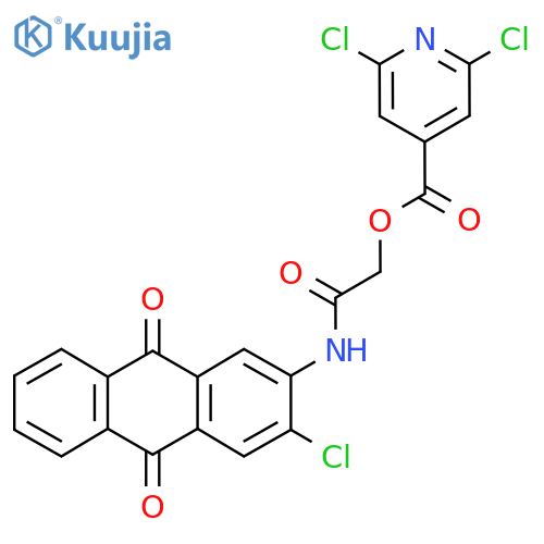 [(3-Chloro-9,10-dioxo-9,10-dihydroanthracen-2-yl)carbamoyl]methyl 2,6-dichloropyridine-4-carboxylate structure