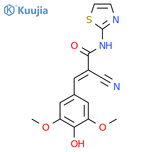 2-cyano-3-(4-hydroxy-3,5-dimethoxyphenyl)-N-(1,3-thiazol-2-yl)prop-2-enamide structure