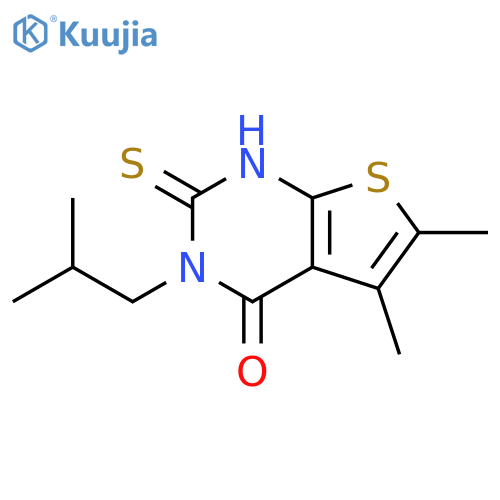 5,6-dimethyl-3-(2-methylpropyl)-2-sulfanyl-3H,4H-thieno[2,3-d]pyrimidin-4-one structure