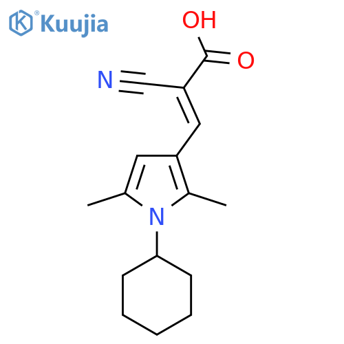 2-cyano-3-(1-cyclohexyl-2,5-dimethyl-pyrrol-3-yl)prop-2-enoic acid structure