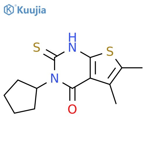 3-cyclopentyl-5,6-dimethyl-2-sulfanyl-3H,4H-thieno2,3-dpyrimidin-4-one structure