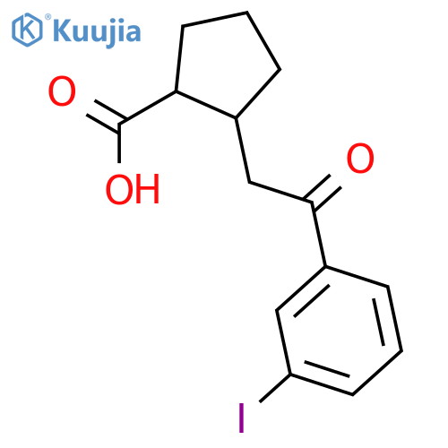 trans-2-2-(3-Iodophenyl)-2-oxoethyl-cyclopentane-1-carboxylic acid structure