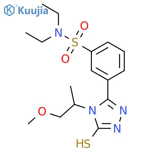 N,N-diethyl-3-4-(1-methoxypropan-2-yl)-5-sulfanyl-4H-1,2,4-triazol-3-ylbenzene-1-sulfonamide structure