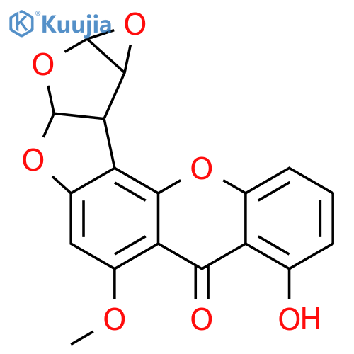 5H-Oxireno[4',5']furo[3',2':4,5]furo[2,3-c]xanthen-5-one,8a,9a,10a,10b-tetrahydro-4-hydroxy-6-methoxy-, (8aS,9aS,10aR,10bR)- structure