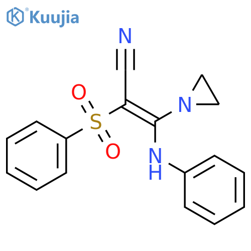 2-Propenenitrile, 3-(1-aziridinyl)-3-(phenylamino)-2-(phenylsulfonyl)- structure