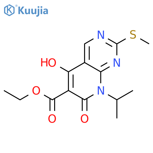 Ethyl 5-hydroxy-8-isopropyl-2-(methylthio)-7-oxo-7,8-dihydropyrido[2,3-d]pyrimidine-6-carboxylate structure