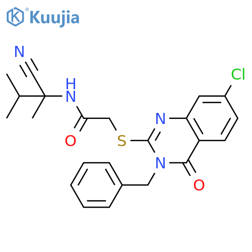 2-[[7-Chloro-3,4-dihydro-4-oxo-3-(phenylmethyl)-2-quinazolinyl]thio]-N-(1-cyano-1,2-dimethylpropyl)acetamide structure