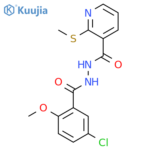 N'-(5-chloro-2-methoxybenzoyl)-2-(methylsulfanyl)pyridine-3-carbohydrazide structure