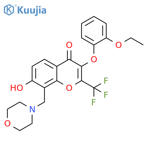 3-(2-ethoxyphenoxy)-7-hydroxy-8-(morpholin-4-yl)methyl-2-(trifluoromethyl)-4H-chromen-4-one structure