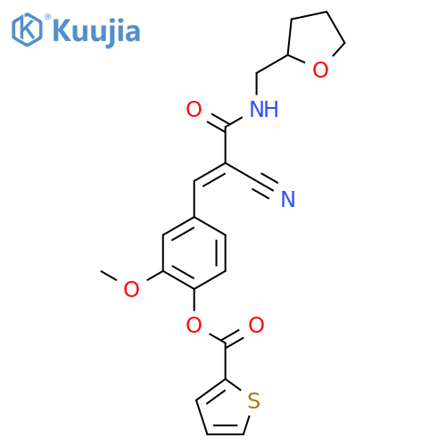 4-(2-Cyano-2-{[(oxolan-2-yl)methyl]carbamoyl}eth-1-en-1-yl)-2-methoxyphenyl thiophene-2-carboxylate structure