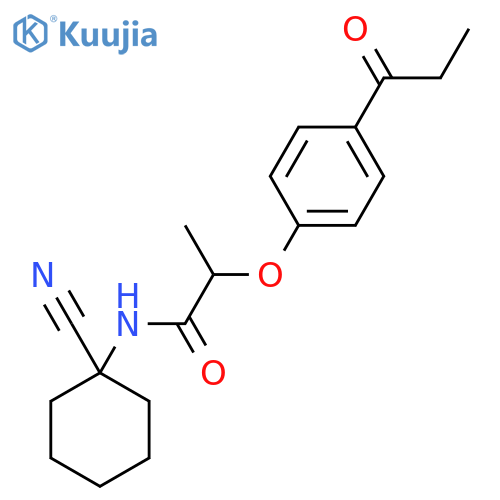 N-(1-cyanocyclohexyl)-2-(4-propanoylphenoxy)propanamide structure