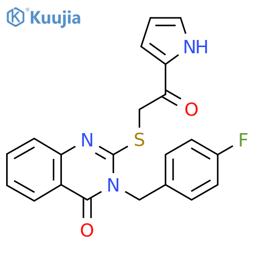 3-[(4-Fluorophenyl)methyl]-2-[2-oxo-2-(1H-pyrrol-2-yl)ethyl]sulfanylquinazolin-4-one structure