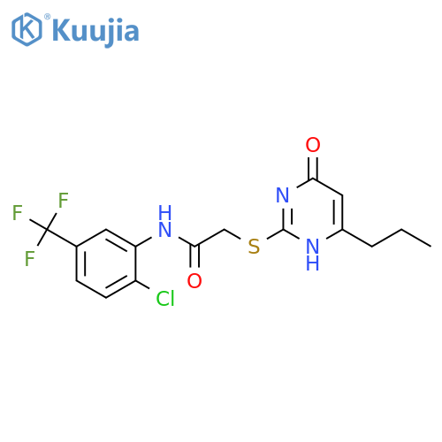N-2-chloro-5-(trifluoromethyl)phenyl-2-(6-oxo-4-propyl-1,6-dihydropyrimidin-2-yl)sulfanylacetamide structure