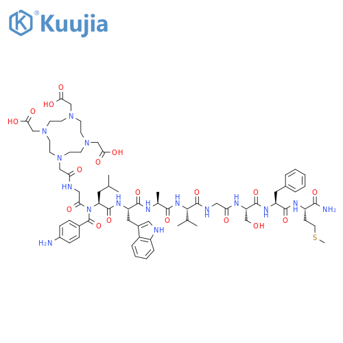 L-Methioninamide,N-[[4,7,10-tris(carboxymethyl)-1,4,7,10-tetraazacyclododec-1-yl]acetyl]glycyl-4-aminobenzoyl-L-leucyl-L-tryptophyl-L-alanyl-L-valylglycyl-L-seryl-L-phenylalanyl- structure