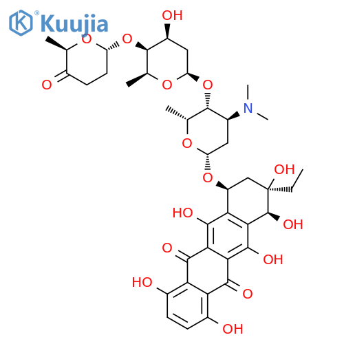 5,12-Naphthacenedione,8-ethyl-7,8,9,10-tetrahydro-1,4,6,7,8,11-hexahydroxy-10-[[2,3,6-trideoxy-4-O-[2,6-dideoxy-4-O-[(2R,6S)-tetrahydro-6-methyl-5-oxo-2H-pyran-2-yl]-a-L-lyxo-hexopyranosyl]-3-(dimethylamino)-a-L-lyxo-hexopyranosyl]oxy]-,(7R,8R,10S)- structure