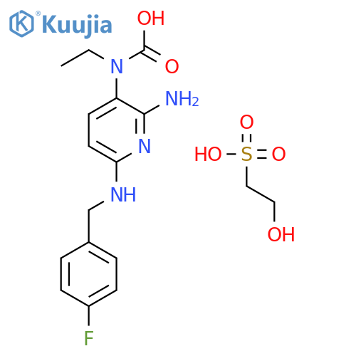 Ethanesulfonic acid, 2-hydroxy-, compd. with ethyl[2-amino-6-[[(4-fluorophenyl)methyl]amino]-3-pyridinyl]carbamate structure