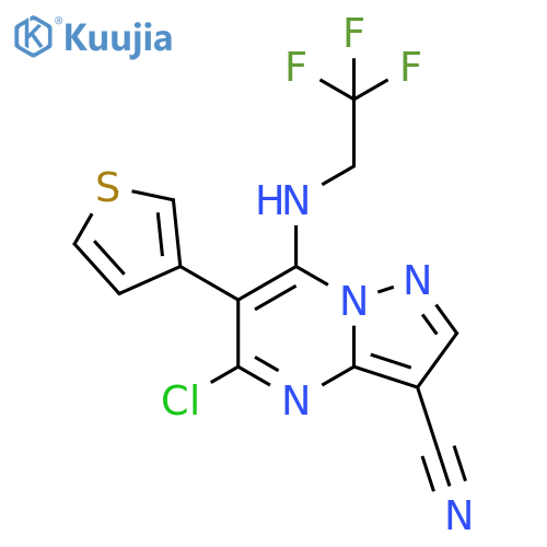 Pyrazolo[1,5-a]pyrimidine-3-carbonitrile,5-chloro-6-(3-thienyl)-7-[(2,2,2-trifluoroethyl)amino]- structure