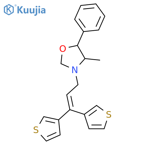 3-[3,3-di(thiophen-3-yl)prop-2-en-1-yl]-4-methyl-5-phenyl-1,3-oxazolidine structure