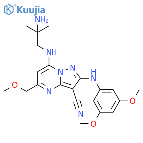 Pyrazolo[1,5-a]pyrimidine-3-carbonitrile,7-[(2-amino-2-methylpropyl)amino]-2-[(3,5-dimethoxyphenyl)amino]-5-(methoxymethyl)- structure