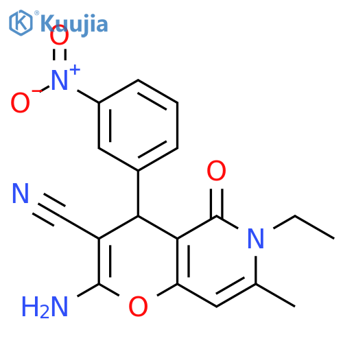 2-amino-6-ethyl-7-methyl-4-(3-nitrophenyl)-5-oxo-4H,5H,6H-pyrano3,2-cpyridine-3-carbonitrile structure