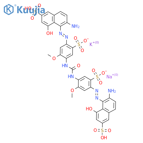 potassium sodium dihydrogen 5,5'-[carbonylbis[imino(5-methoxy-2-sulphonato-4,1-phenylene)azo]]bis[6-amino-4-hydroxynaphthalene-2-sulphonate] structure