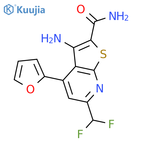 3-amino-6-(difluoromethyl)-4-(furan-2-yl)thieno2,3-bpyridine-2-carboxamide structure