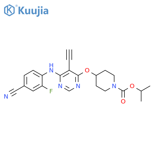 1-Piperidinecarboxylic acid,4-[[6-[(4-cyano-2-fluorophenyl)amino]-5-ethynyl-4-pyrimidinyl]oxy]-,1-methylethyl ester structure