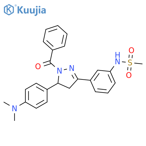N-(3-{1-benzoyl-5-4-(dimethylamino)phenyl-4,5-dihydro-1H-pyrazol-3-yl}phenyl)methanesulfonamide structure