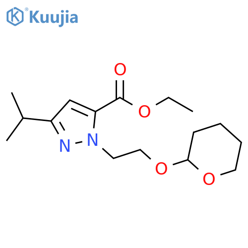 1H-Pyrazole-5-carboxylic acid, 3-(1-methylethyl)-1-[2-[(tetrahydro-2H-pyran-2-yl)oxy]ethyl]-, ethyl ester structure
